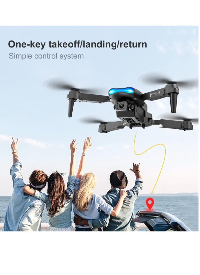E99 Foldable Drone with Dual HD Camera WiFi FPV Live Video Quadcopter with Remote Control 6-Axis Gyro Altitude Hold One-Key Takeoff and Landing Long Battery Life Easy to Fly for Beginners and Adults Perfect for Aerial Photography and Travel