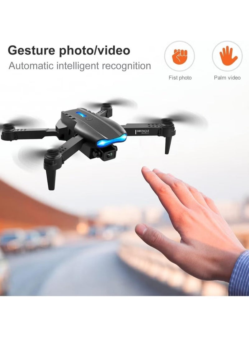 E99 Foldable Drone with Dual HD Camera WiFi FPV Live Video Quadcopter with Remote Control 6-Axis Gyro Altitude Hold One-Key Takeoff and Landing Long Battery Life Easy to Fly for Beginners and Adults Perfect for Aerial Photography and Travel