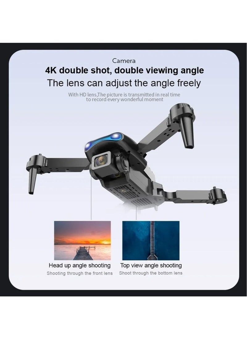 E99 Pro Foldable RC Drone with Dual 4K HD Camera WiFi FPV Live Video Quadcopter Featuring Headless Mode Altitude Hold One-Key Takeoff and Landing Gesture Control and 2 Batteries Beginner-Friendly Drone Toy for Adults and Kids
