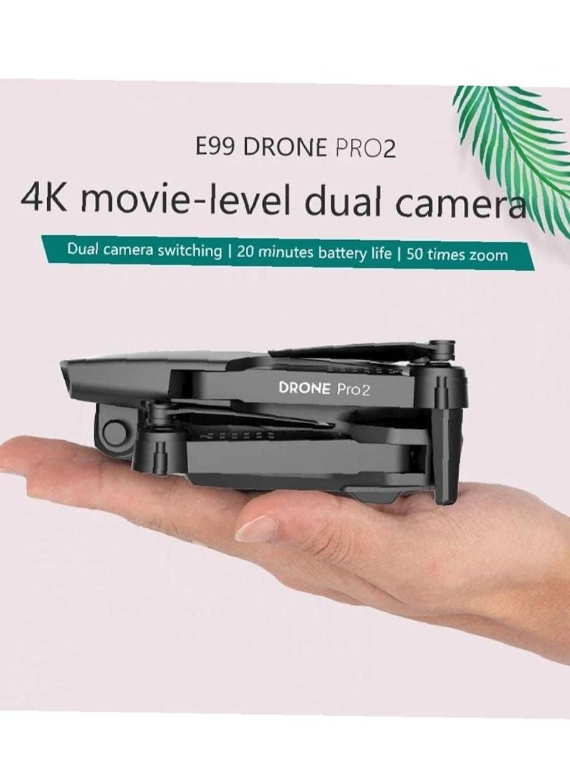 Mini E99 Foldable Drone with 4K Dual HD Camera WiFi FPV Live Video Remote Control Quadcopter Featuring Altitude Hold One-Key Return and Headless Mode Compact and Easy-to-Fly Drone for Beginners and Adults Ideal for Aerial Photography in Black