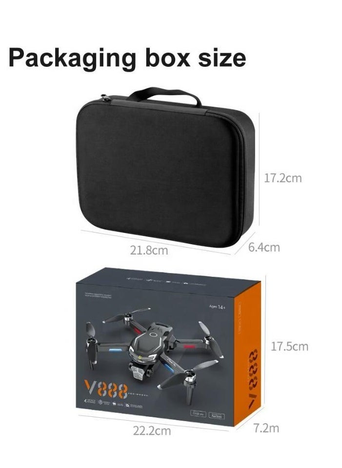 V888 Professional Drone with Triple 8K Camera, Extended Flight Time, Brushless Motor, Optical Flow Stabilization, Remote and Phone Control – Perfect for Travel and Outdoor Adventures