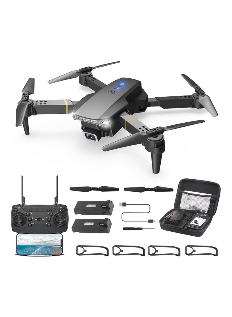 E99 Foldable Drone with 8K HD Dual Camera – Obstacle Avoidance, Altitude Hold, One-Key Takeoff & Landing, Headless Mode, Real-Time FPV Transmission, Long Battery Life, Portable Quadcopter with Carry Case – Ideal for Aerial Photography & Beginners