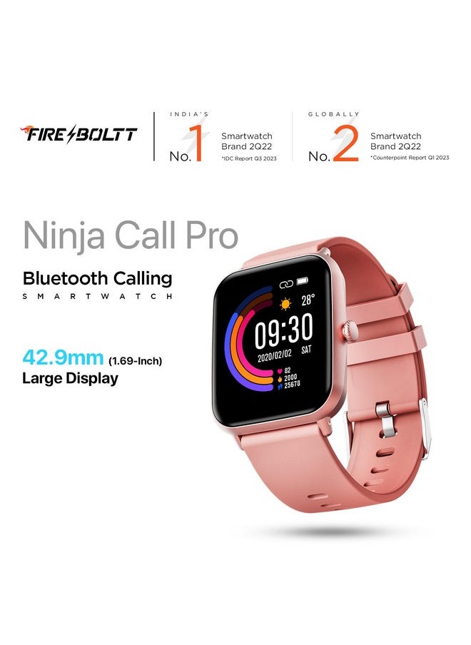 Fire-Boltt Ninja Call Pro Smart Watch Dual Chip Bluetooth Calling, 42.92mm (1.69 inch) Display, AI Voice Assistance with 100 Sports Modes, with SpO2 & Heart Rate Monitoring