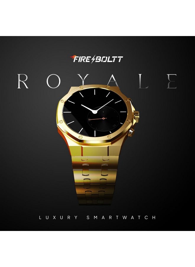Fire-Boltt Royale Luxury Stainless Steel Smart Watch 1.43” AMOLED Display, Always On Display, 750 NITS Peak Brightness 466 * 466 px Resolution. Bluetooth Calling, IP67, 75Hz Refresh Rate (Gold)