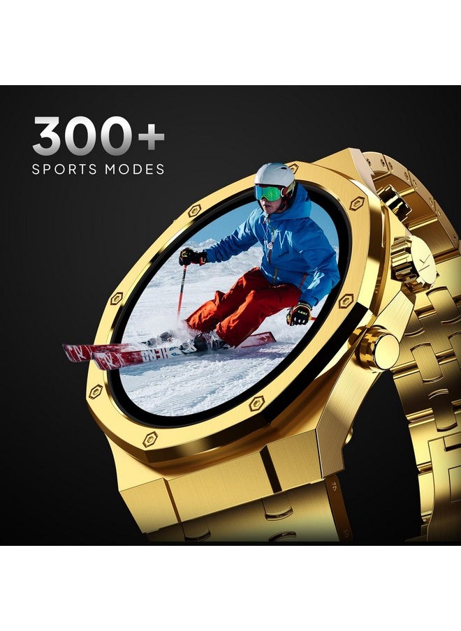 Fire-Boltt Royale Luxury Stainless Steel Smart Watch 1.43” AMOLED Display, Always On Display, 750 NITS Peak Brightness 466 * 466 px Resolution. Bluetooth Calling, IP67, 75Hz Refresh Rate (Gold)