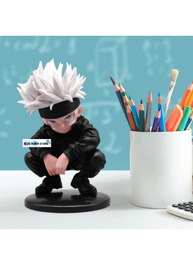 Blue Aura Jujutsu Kaisen Action Figure Height -15cm Gojo Action Figure Collectible PVC Multicolour | Gojo Squat