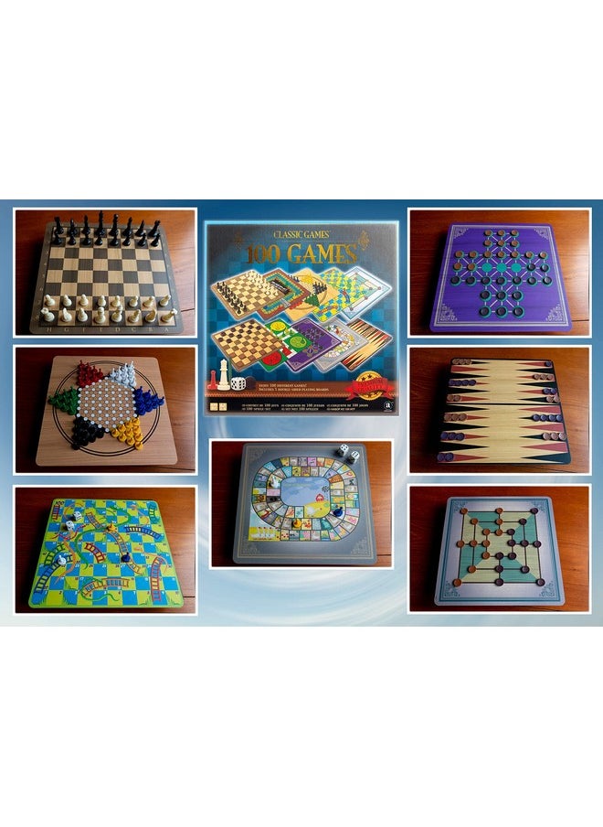 : Classic Games, Enjoy 100 Different Games, Includes 5 Double-Sided Playing Boards, Fun For Children And Adults, For Ages 3 And Up