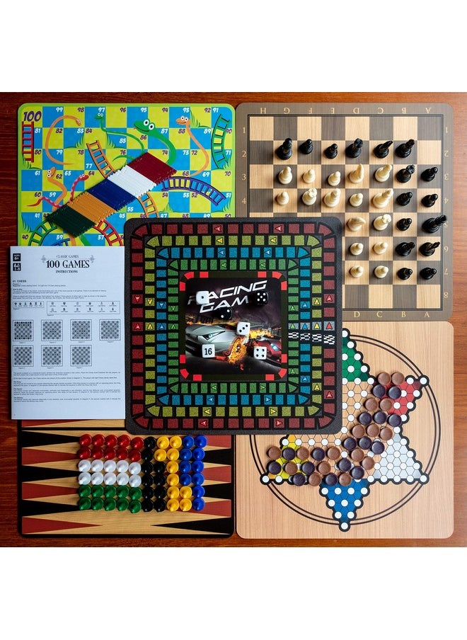 : Classic Games, Enjoy 100 Different Games, Includes 5 Double-Sided Playing Boards, Fun For Children And Adults, For Ages 3 And Up