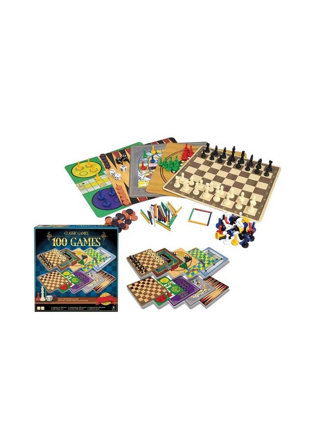 : Classic Games, Enjoy 100 Different Games, Includes 5 Double-Sided Playing Boards, Fun For Children And Adults, For Ages 3 And Up