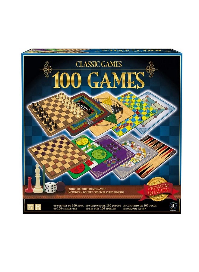 : Classic Games, Enjoy 100 Different Games, Includes 5 Double-Sided Playing Boards, Fun For Children And Adults, For Ages 3 And Up