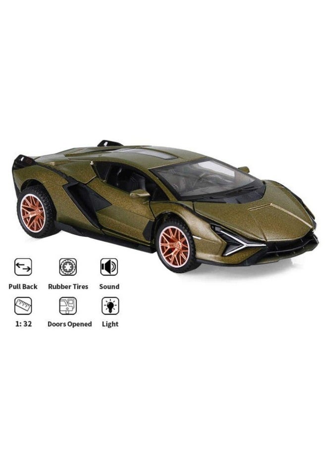 Ixora Exclusive Alloy Metal Pull Back Die-cast Car 1:32 Lamborgini Sian Diecast Metal Pullback Toy car with Openable Doors & Light, Music Boys Gifts Toys for Kids