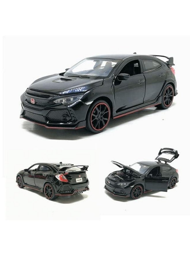 Ixora Black 1:32 Civic Type R Die-Cast Metal Pull-Back Open-Able Doors Toy Cars Kid Play-Set Toy Die-Cast Metal Toy Car Die Cast Cars Pullback Toy Car for Kids Toy Car Best Gifts Toys for Kids
