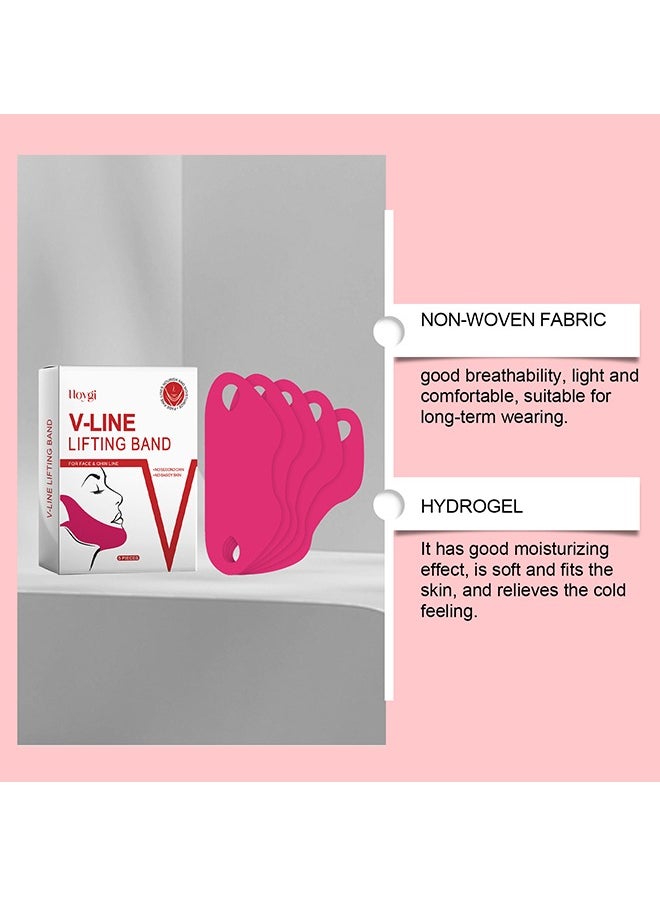 5 Pcs V Lifting Face Tape - Face Mask for Women - Lifting Collagen Face Mask Beauty - V Line Face Lifting Chin Mask - Face Lift Tape for Skin Firming & Tightening & Moisturizing - Red