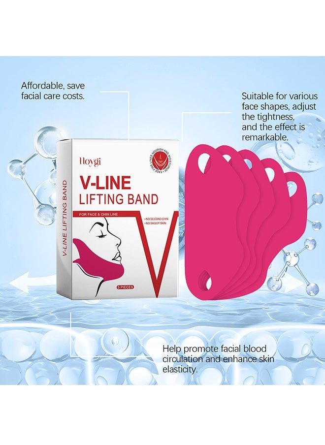 5 Pcs V Lifting Face Tape - Face Mask for Women - Lifting Collagen Face Mask Beauty - V Line Face Lifting Chin Mask - Face Lift Tape for Skin Firming & Tightening & Moisturizing - Red