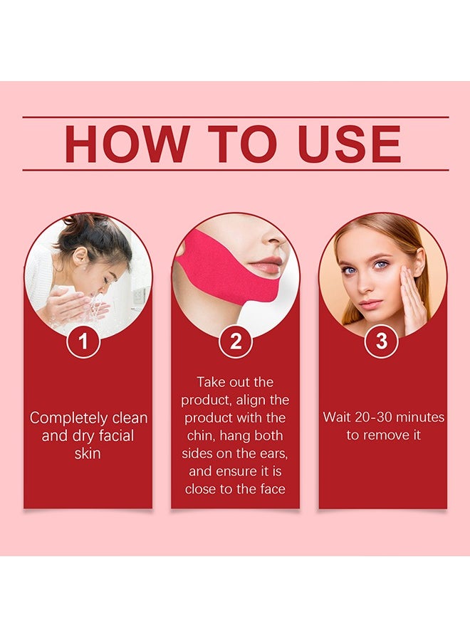 5 Pcs V Lifting Face Tape - Face Mask for Women - Lifting Collagen Face Mask Beauty - V Line Face Lifting Chin Mask - Face Lift Tape for Skin Firming & Tightening & Moisturizing - Red