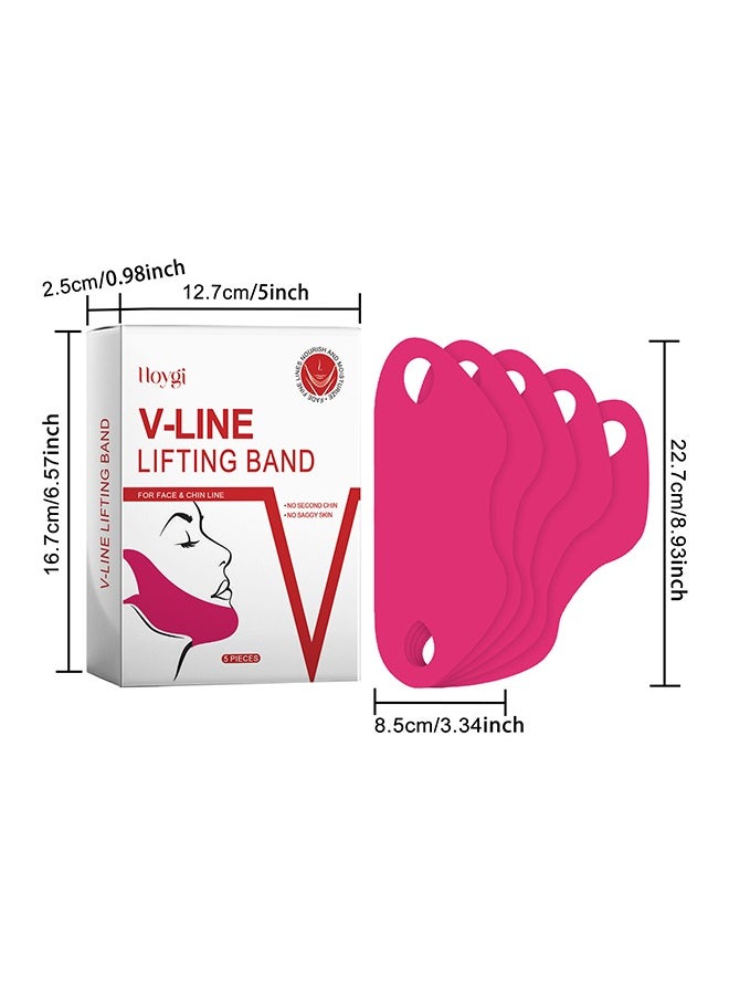5 Pcs V Lifting Face Tape - Face Mask for Women - Lifting Collagen Face Mask Beauty - V Line Face Lifting Chin Mask - Face Lift Tape for Skin Firming & Tightening & Moisturizing - Red