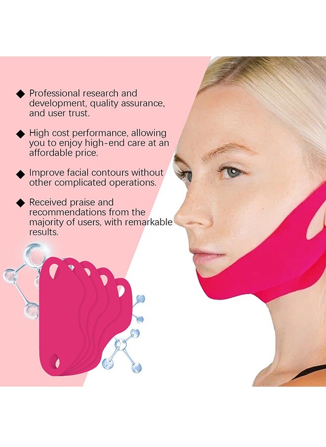 5 Pcs V Lifting Face Tape - Face Mask for Women - Lifting Collagen Face Mask Beauty - V Line Face Lifting Chin Mask - Face Lift Tape for Skin Firming & Tightening & Moisturizing - Red