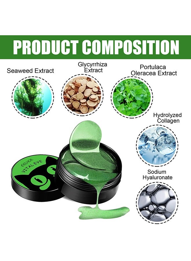 30 Pairs Seaweed Eye Mask - Under Eye Patches with Collagen and Hyaluronic Acid, Seaweed Tightening Eye Mask - Hydrating Green Eye Gel Pads for Puffy Eyes, Wrinkles, Dark Circles and Bags Under Eyes