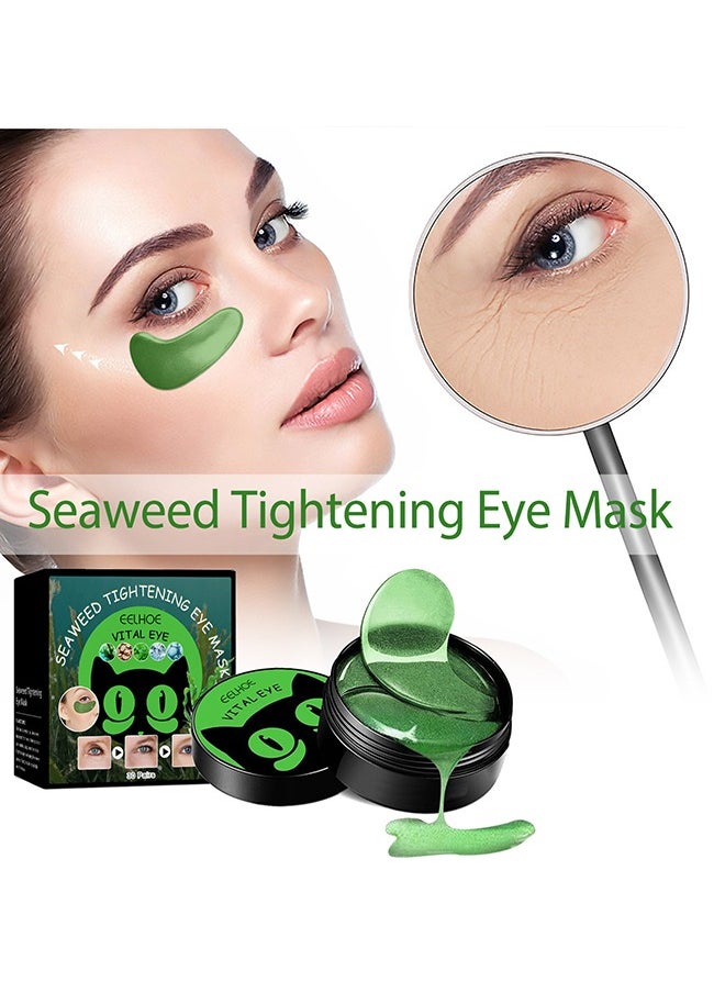30 Pairs Seaweed Eye Mask - Under Eye Patches with Collagen and Hyaluronic Acid, Seaweed Tightening Eye Mask - Hydrating Green Eye Gel Pads for Puffy Eyes, Wrinkles, Dark Circles and Bags Under Eyes