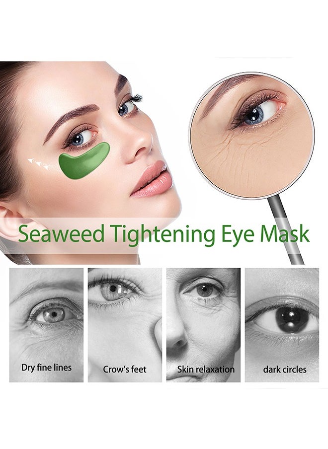 30 Pairs Seaweed Eye Mask - Under Eye Patches with Collagen and Hyaluronic Acid, Seaweed Tightening Eye Mask - Hydrating Green Eye Gel Pads for Puffy Eyes, Wrinkles, Dark Circles and Bags Under Eyes