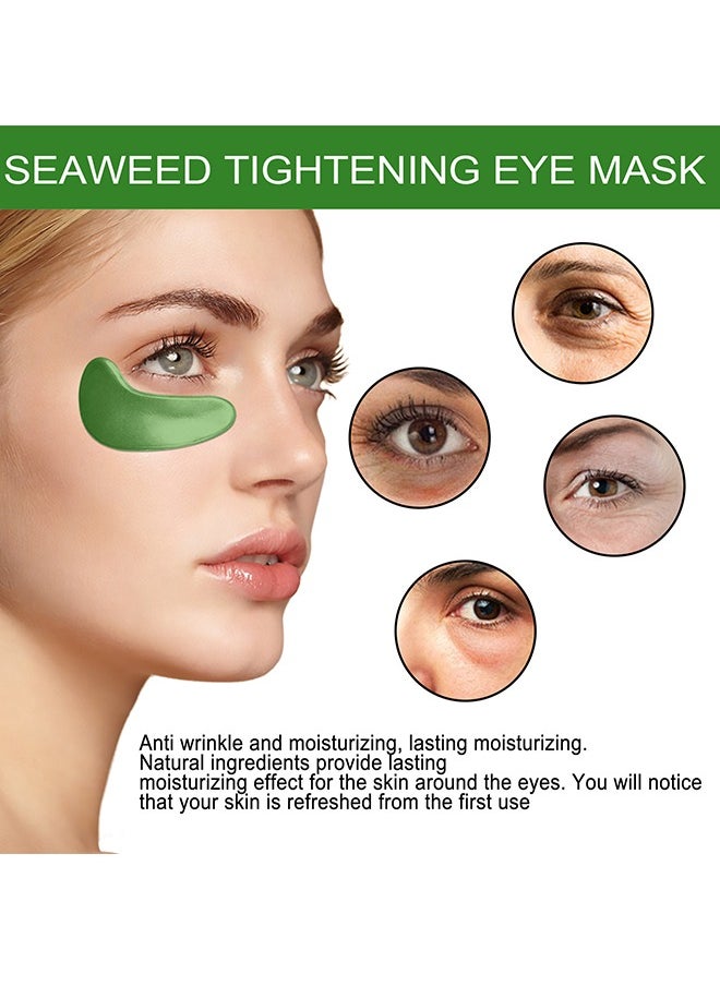 30 Pairs Seaweed Eye Mask - Under Eye Patches with Collagen and Hyaluronic Acid, Seaweed Tightening Eye Mask - Hydrating Green Eye Gel Pads for Puffy Eyes, Wrinkles, Dark Circles and Bags Under Eyes