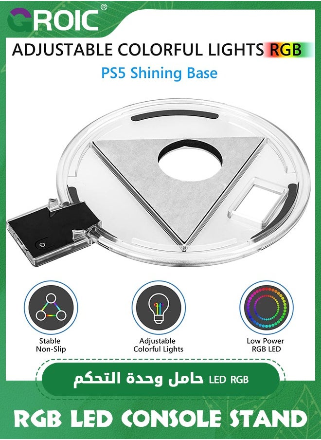 RGB LED Console Stand Compatible with PS5, Playstation 5 Consoles Adjustable Console Game Accessories Base Vertical Stand with 4 Light Modes