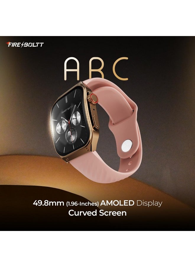 Fire-Boltt ARC 49.8mm (1.96 inch) AMOLED Always On Curved Display Smart Watch, Bluetooth Calling, Wireless Charging, 100+ Sports Modes, Water-Resistant 100+ Cloud Watch Faces (Pink)