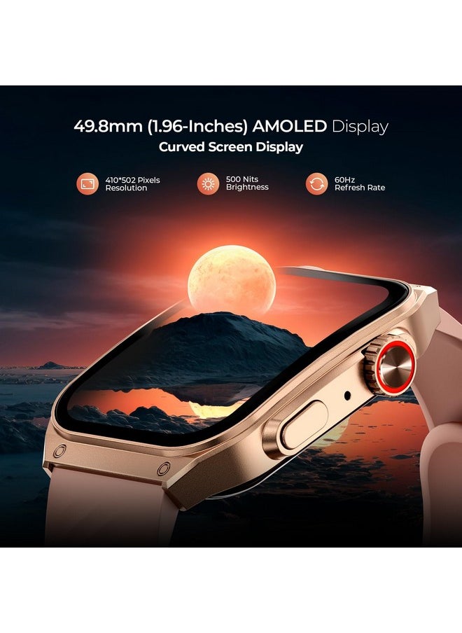 Fire-Boltt ARC 49.8mm (1.96 inch) AMOLED Always On Curved Display Smart Watch, Bluetooth Calling, Wireless Charging, 100+ Sports Modes, Water-Resistant 100+ Cloud Watch Faces (Pink)