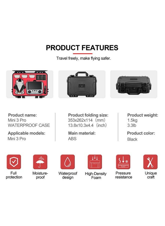 Mini 3/Mini 3 Pro Case Waterproof Hard Carrying Case For Dji Mini 3/Mini 3 Pro Accessories (Mini 3 Pro Rc)