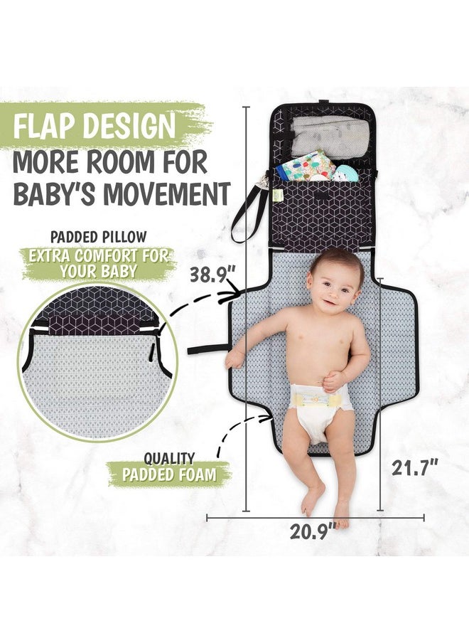 Portable Diaper Changing Pad Waterproof Travel Changing Mat For Baby Foldable Baby Diaper Clutch Detachable Baby Travel Diaper Mat For Diaper Changing Station Diaper Change Mat (Black Geo)