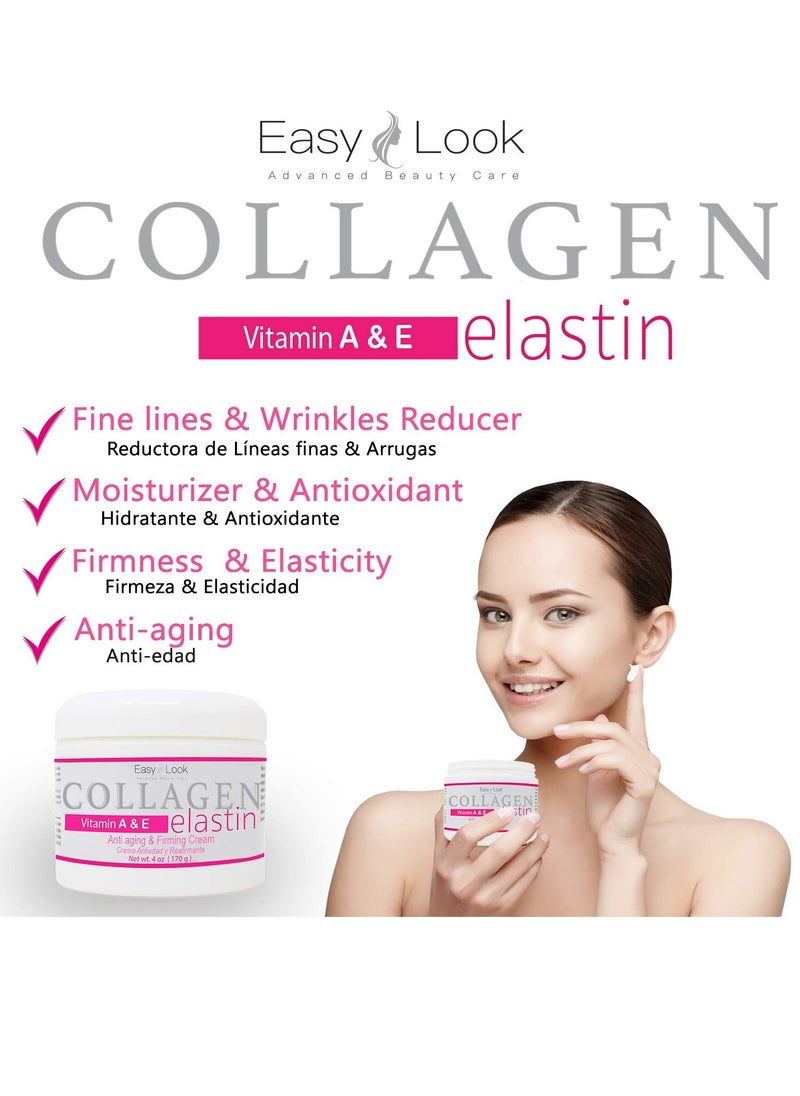 Collagen Elastin Cream Vitamins A & E Anti aging and Firming Cream 4oz