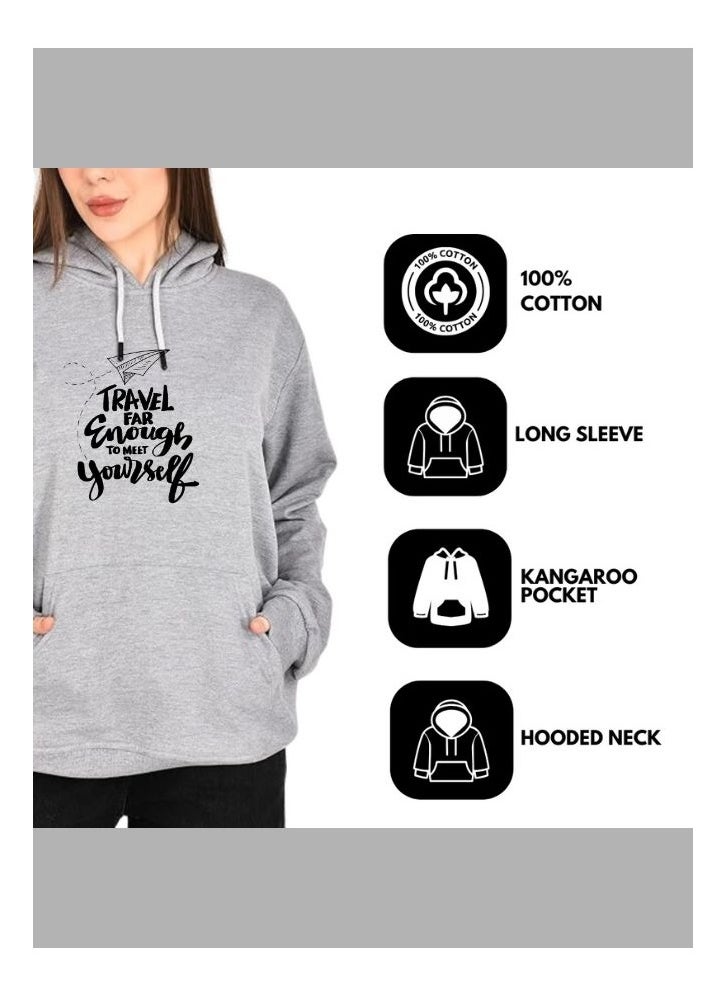 Traveller Hoodie For Women-Soft Cotton Pullover With Traveller Design-Long Sleeve With Drawstring And Pockets-Perfect For Travel,Hiking,Outdoor