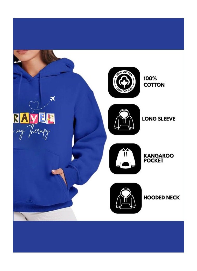 Traveller Hoodie For Women-Soft Cotton Pullover With Traveller Design-Long Sleeve With Drawstring And Pockets-Perfect For Travel,Hiking,Outdoor