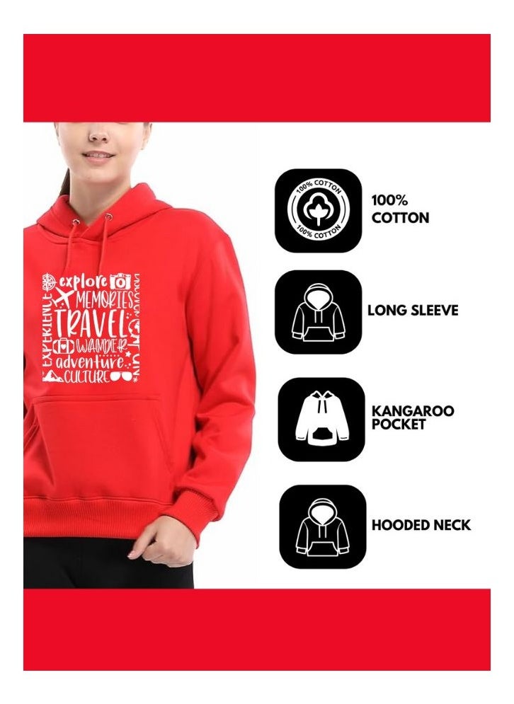 Traveller Hoodie For Women-Soft Cotton Pullover With Traveller Design-Long Sleeve With Drawstring And Pockets-Perfect For Travel,Hiking,Outdoor