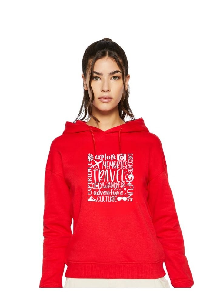 Traveller Hoodie For Women-Soft Cotton Pullover With Traveller Design-Long Sleeve With Drawstring And Pockets-Perfect For Travel,Hiking,Outdoor