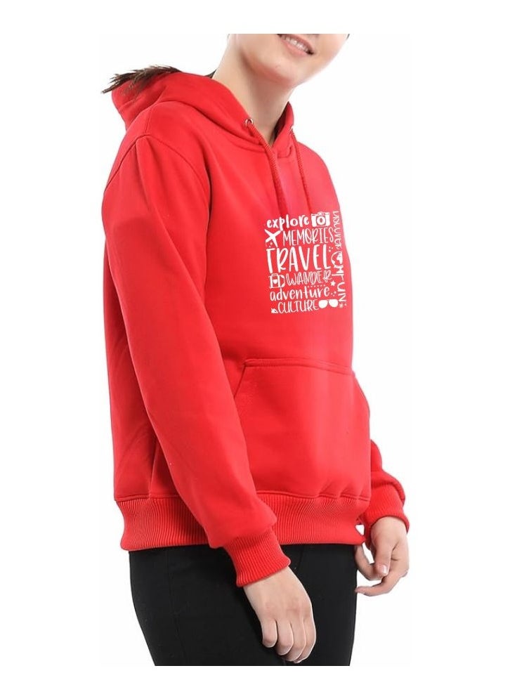 Traveller Hoodie For Women-Soft Cotton Pullover With Traveller Design-Long Sleeve With Drawstring And Pockets-Perfect For Travel,Hiking,Outdoor