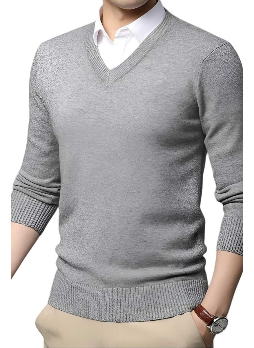 3-Piece Men's V Neck Long Sleeve Knitwear Non-Pilling Sweater Men's Slim Fit Sweater