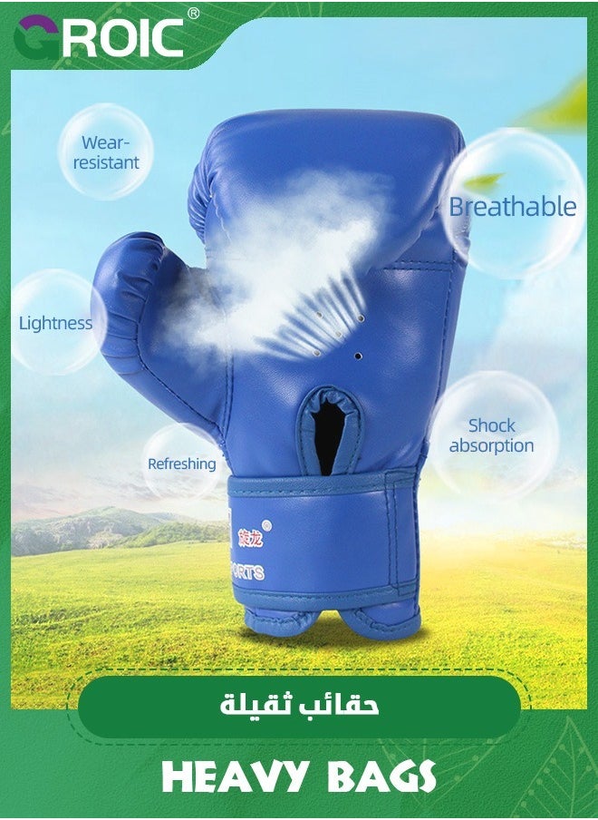 Punching Bag for Kids Boxing Set,PU Leather & Adjustable Height Strap - Boxing Bag Set with Boxing Gloves,Boxing MMA Kickboxing Muay Thai Karate Punching Bag