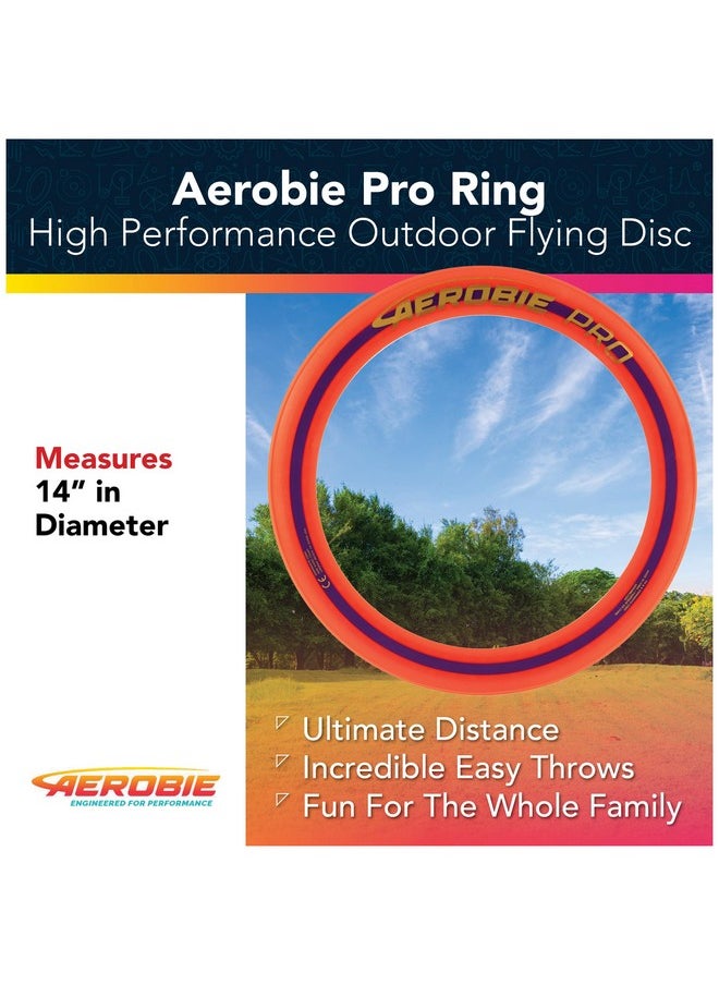 Aerobie Pro Ring Outdoor Flying Disc, 14 inches, Orange