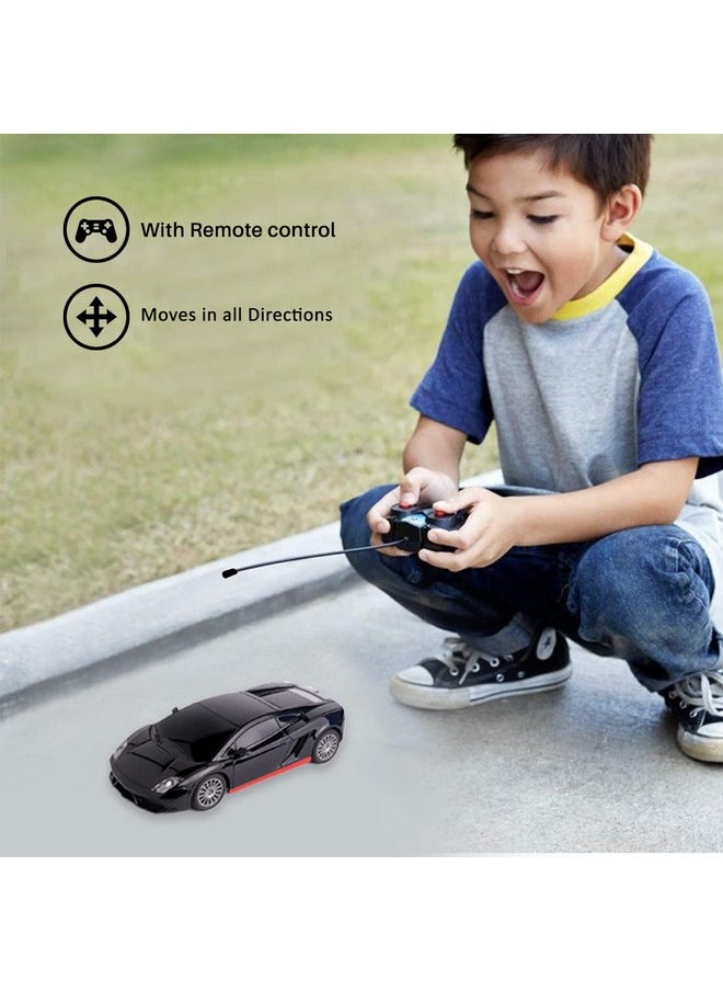 Wembley RC Car High Speed Mini 1:24 Scale USB Rechargeable Remote Control Car for Kids | Racing Car (Black & Red)