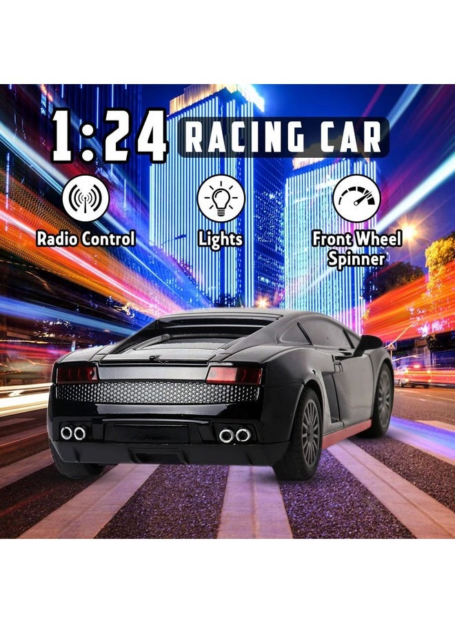 Wembley RC Car High Speed Mini 1:24 Scale USB Rechargeable Remote Control Car for Kids | Racing Car (Black & Red)