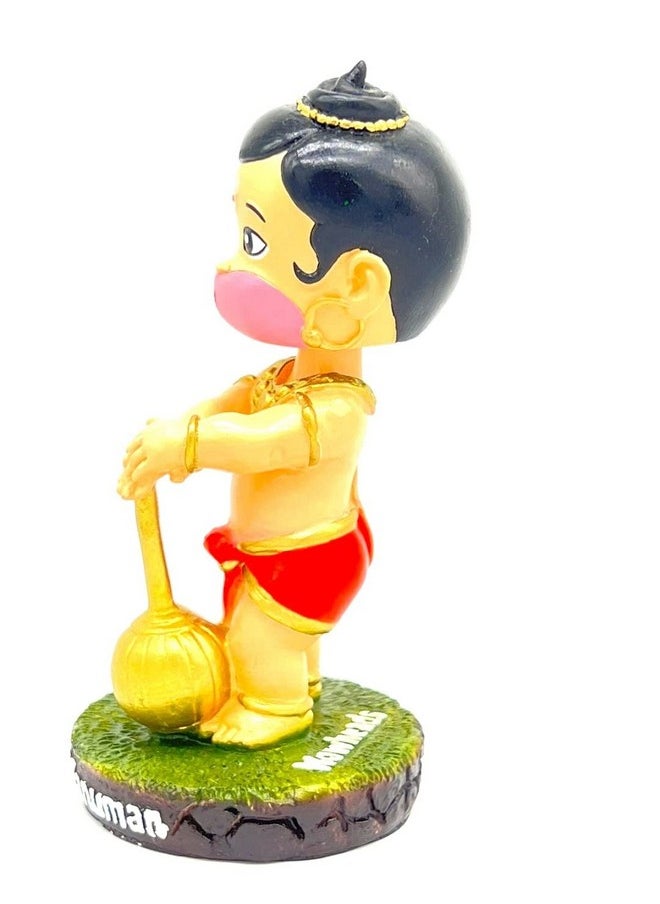 Awestuffs Polyresin, Indian Superstars Car Decoration Bobblehead Action Figure (Little Hanuman, Multicolor, Medium)