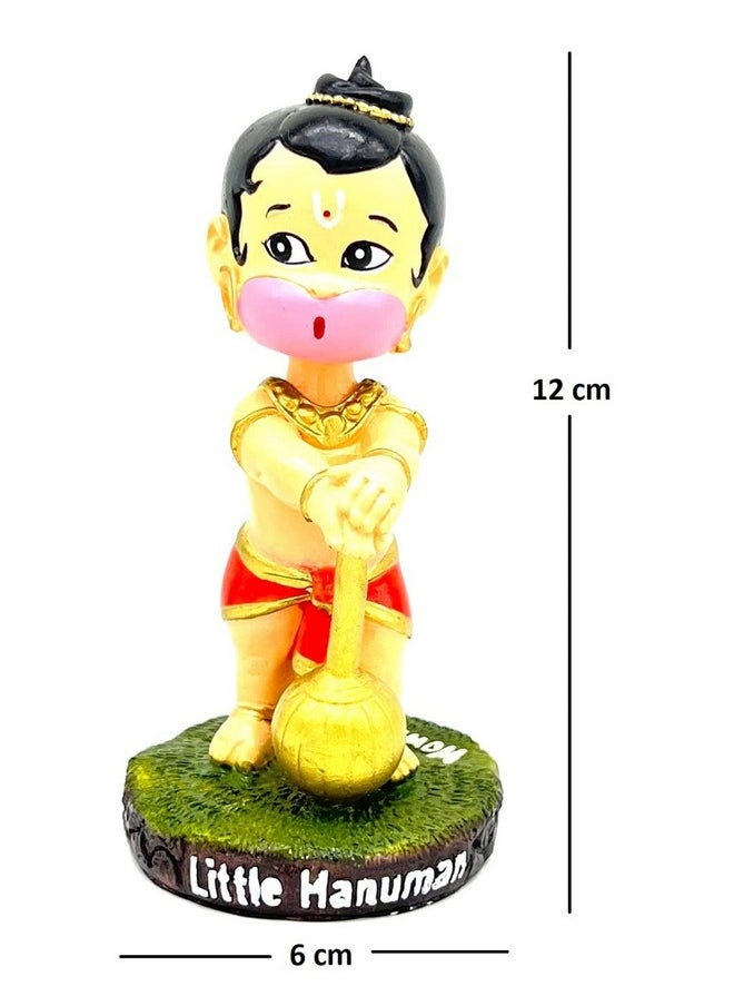 Awestuffs Polyresin, Indian Superstars Car Decoration Bobblehead Action Figure (Little Hanuman, Multicolor, Medium)
