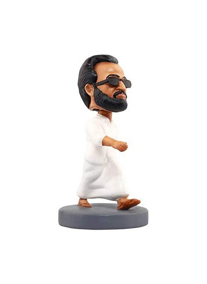 Awestuffs Indian Superstars Rajnikanth Polyresin Bobblehead Action Figure (White) (Rajnikanth Thalaiva)
