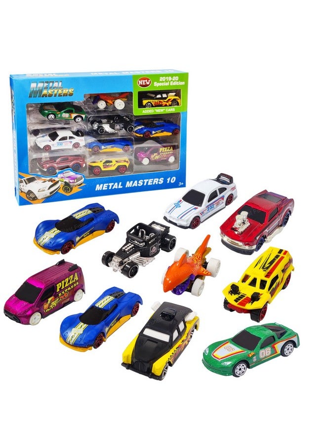 FunBlast Metal Master Mini Diecast Car Toy - Pack of 10 Pcs Metal Racing Car Toys, Push & Go Metal Car Toy Packet Play Set Toys for Kids, Children, Boys (B)