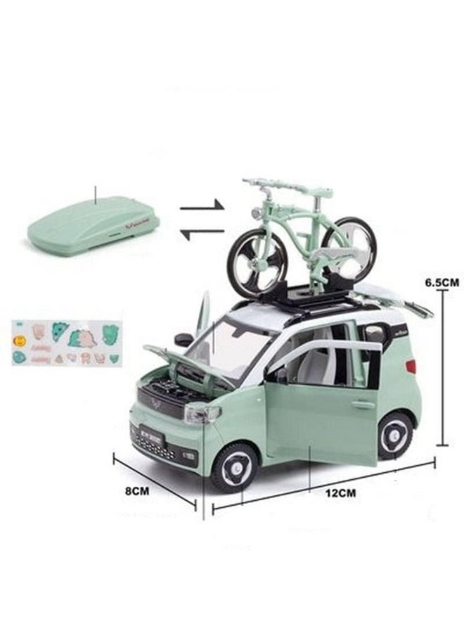 Ixora Yellow 1:24 Scale Metal Diecast Mini EV Toy Car Model with Openable Door Working Head Tail Light Car Model with Pretend Charge Station and Cycle Best Gift.
