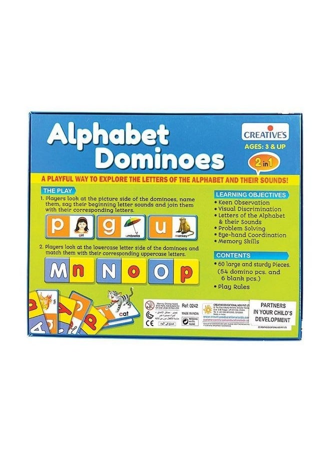 Creative's Alphabet Dominoes | 2 in 1 Learning Alphabet Cards Game | Beginning Letter Sounds | Educational Cards Game for Kids | Picture Words Cards Game | Ages 3 & Up