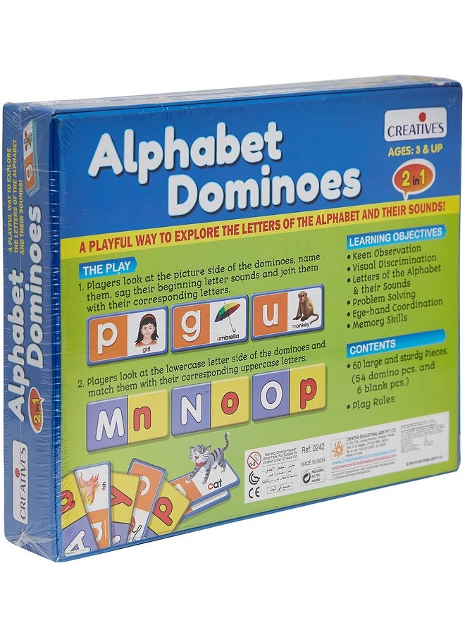 Creative's Alphabet Dominoes | 2 in 1 Learning Alphabet Cards Game | Beginning Letter Sounds | Educational Cards Game for Kids | Picture Words Cards Game | Ages 3 & Up