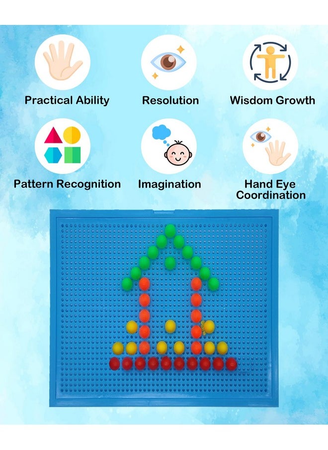 VGRASSP 200+ Pcs Early Educational Small Mushroom Nail Pin Board Toy for Kids - Color Recognition & Learning Pegboard for Boy and Girls - Birthday Return Gift - Color As Per Stock