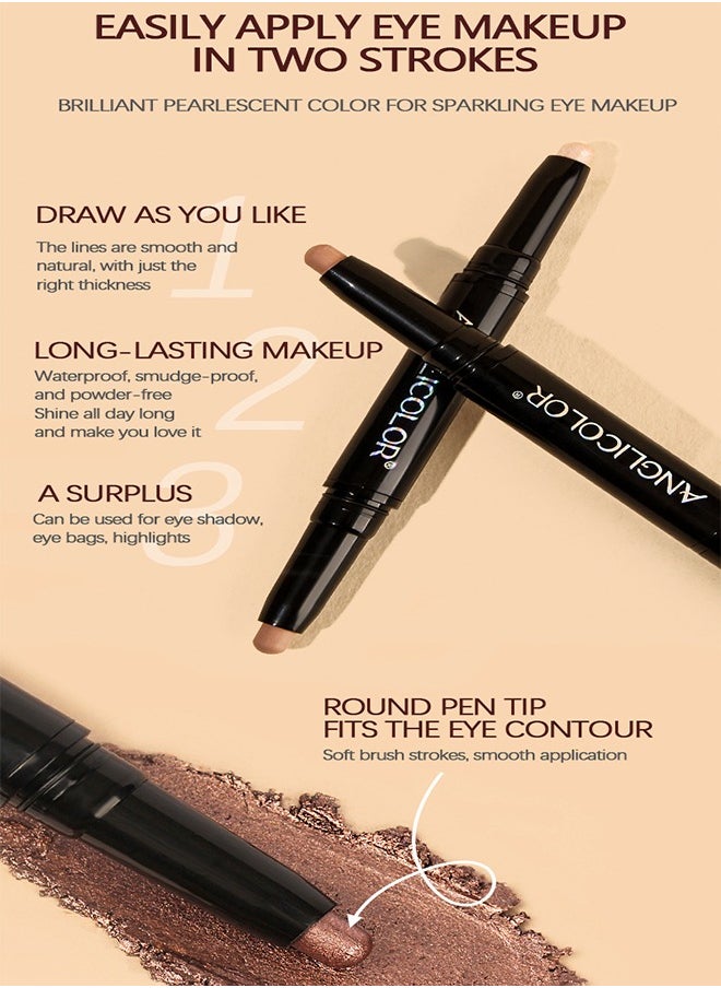 Double-ended Eye Shadow Stick, Long Lasting Waterproof Eye Shadow, Multi-Purpose Highlighter Eye Brightener Stick